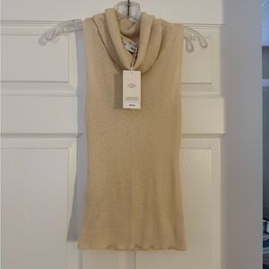 Mango Cream Sleeveless Cowl Neck Sweater